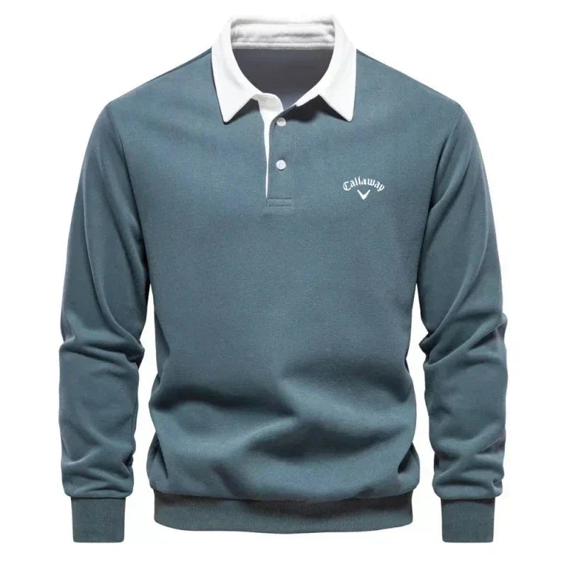 Knitted Polo Sweater with Contrast Collar – Men