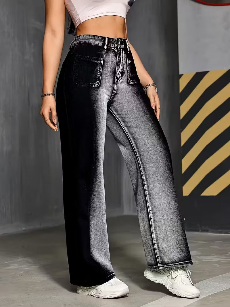 Women’s High-Waisted Wide-Leg Denim Pants