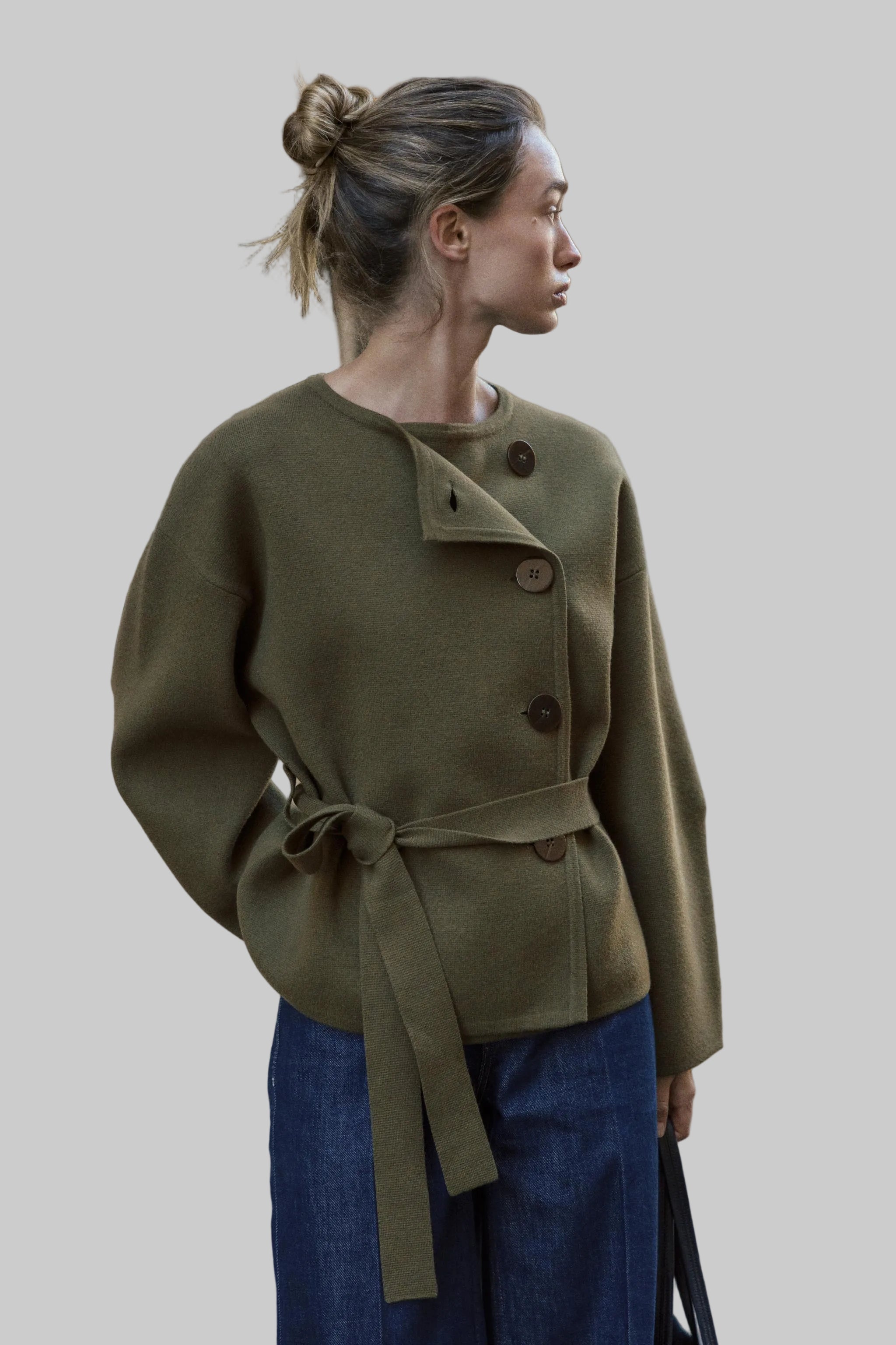 Women’s Button Cardigan with Side Tie