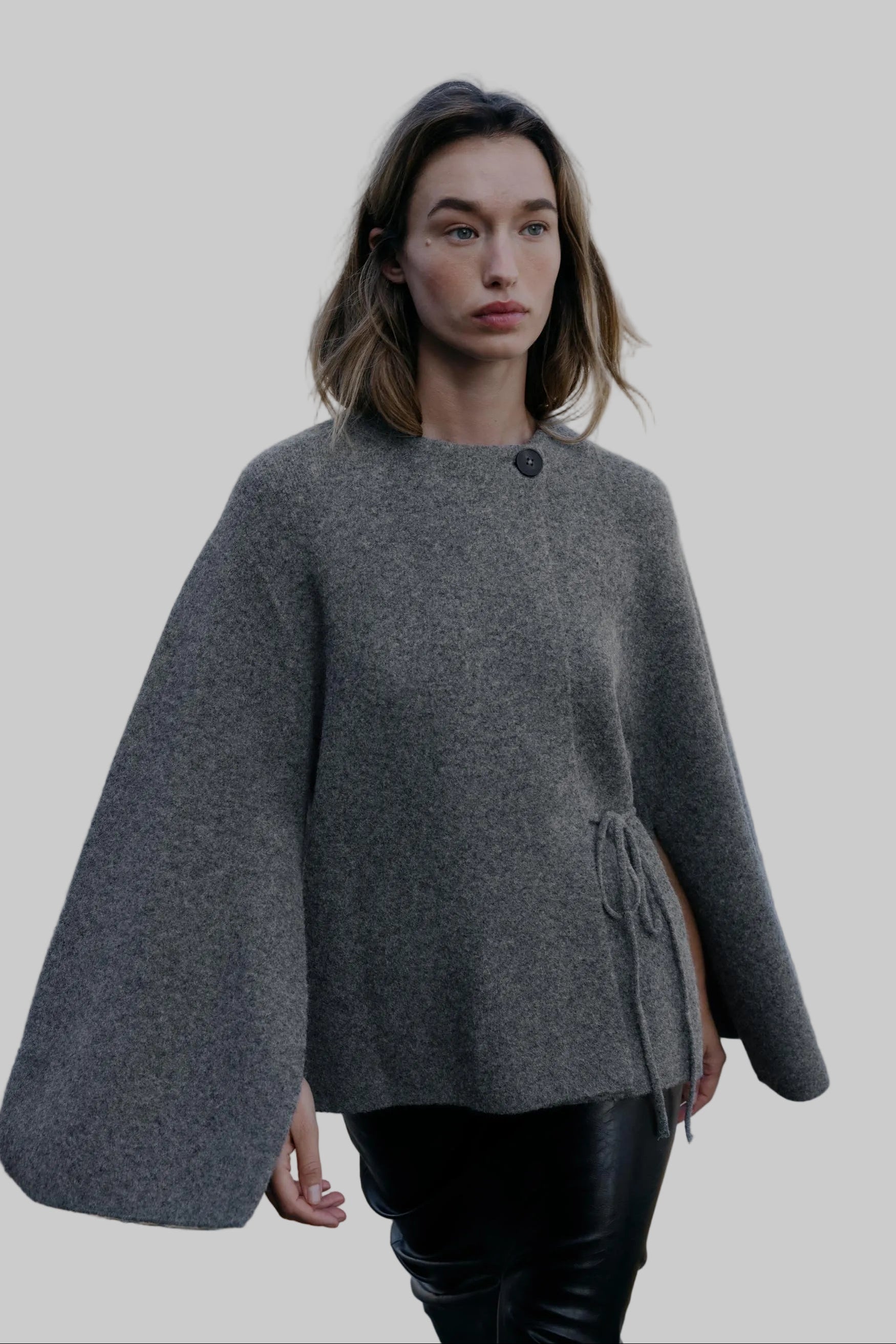 Women’s Cardigan with Button and Side Tie