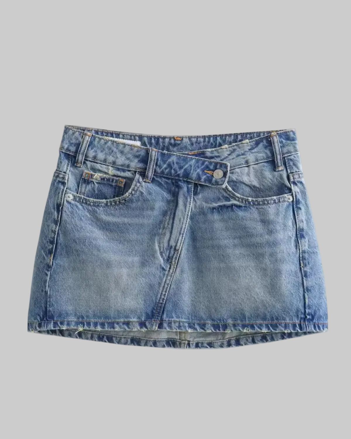 Women’s Denim Mini Skirt with Button Closure