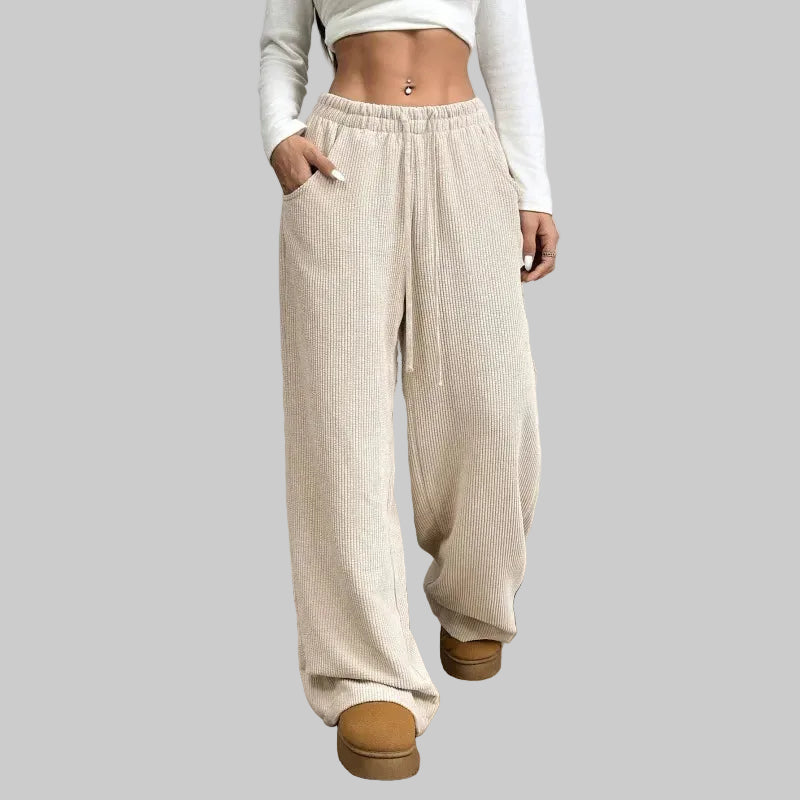 Women’s Drawstring Pants with Ribbed Texture