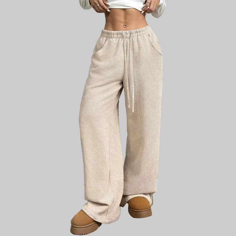 Women’s Drawstring Pants with Ribbed Texture