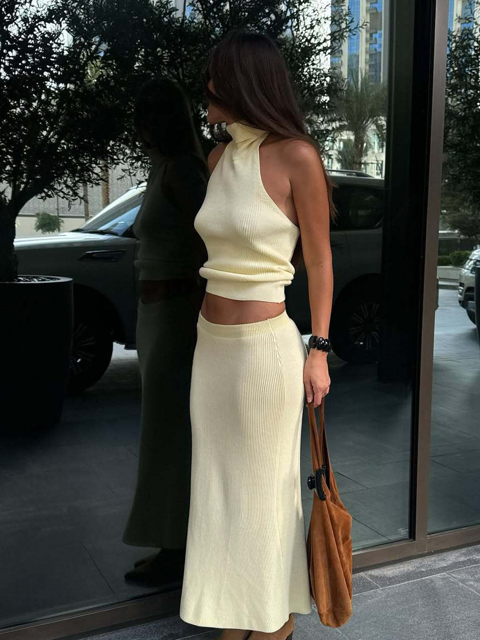 Women’s Halter Neck Top and Maxi Skirt Set