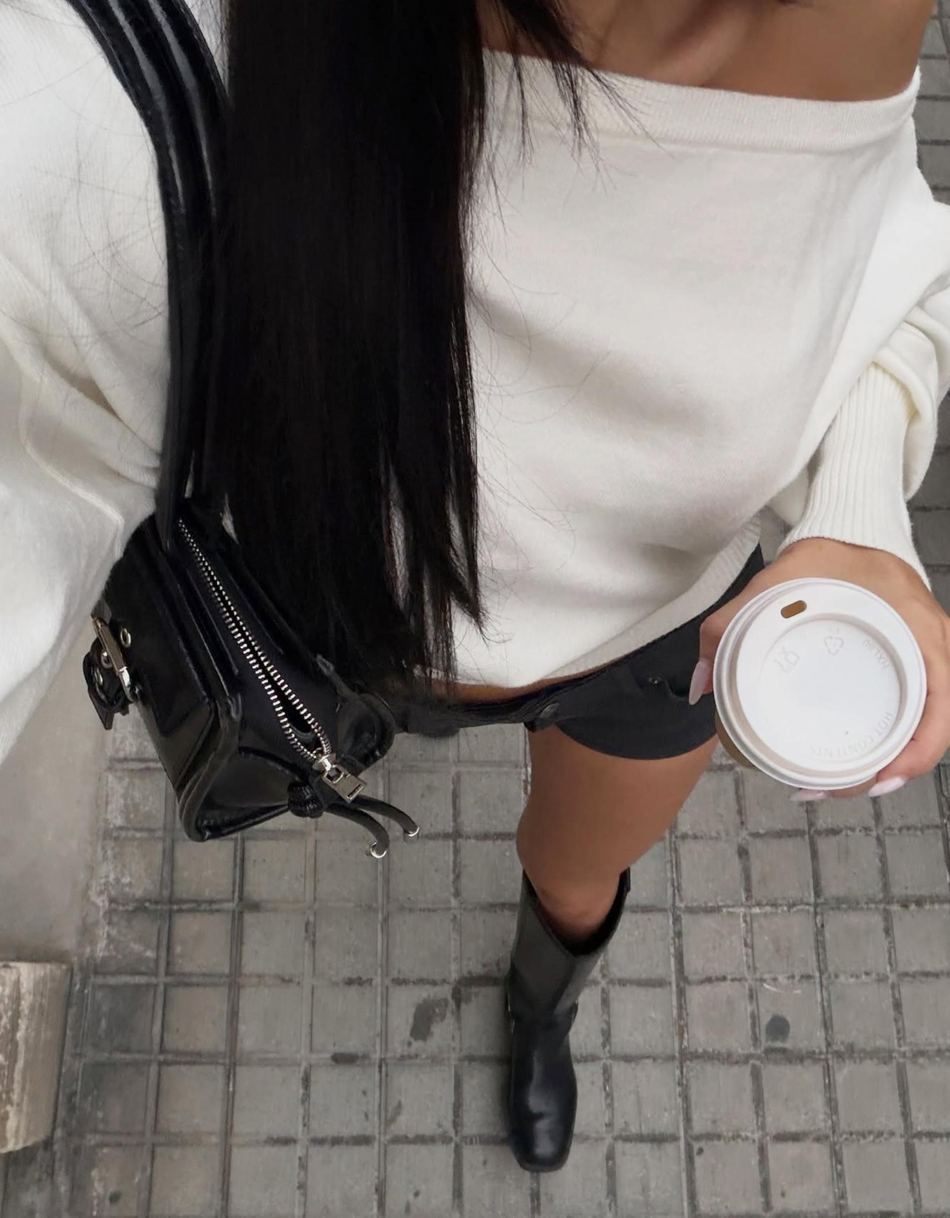 Women’s Knit Sweater with Asymmetric Neckline