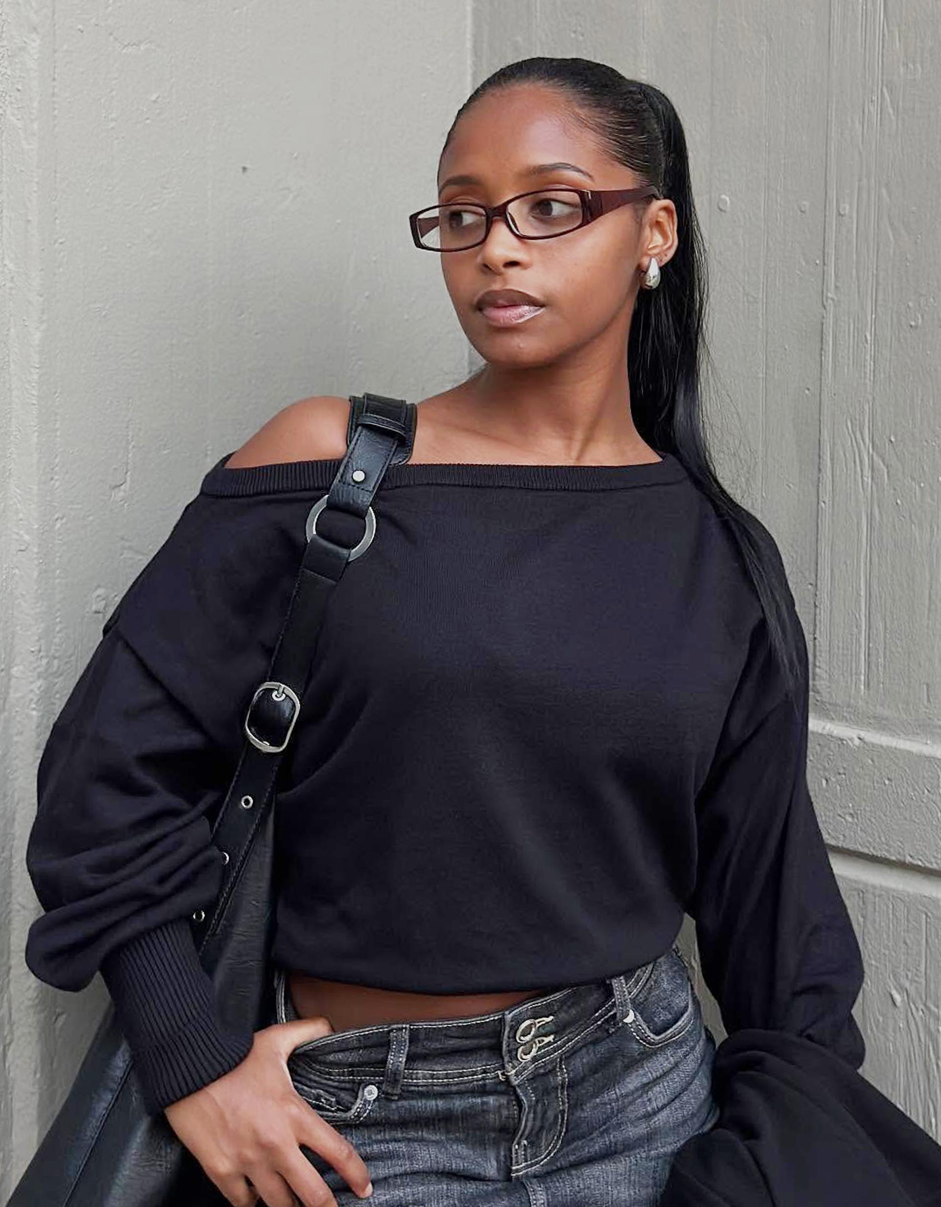 Women’s Knit Sweater with Asymmetric Neckline