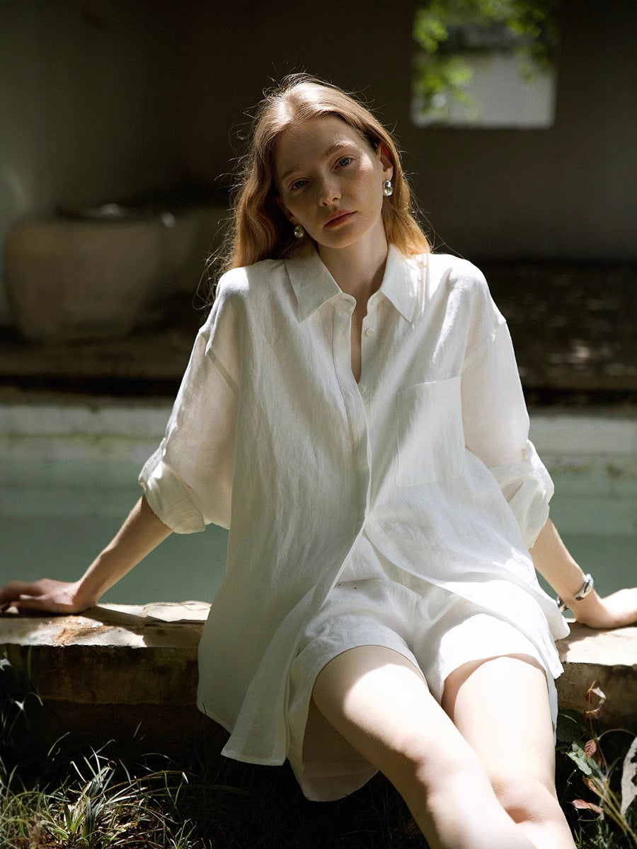 Women’s Long-Sleeved Shirt and Shorts Set