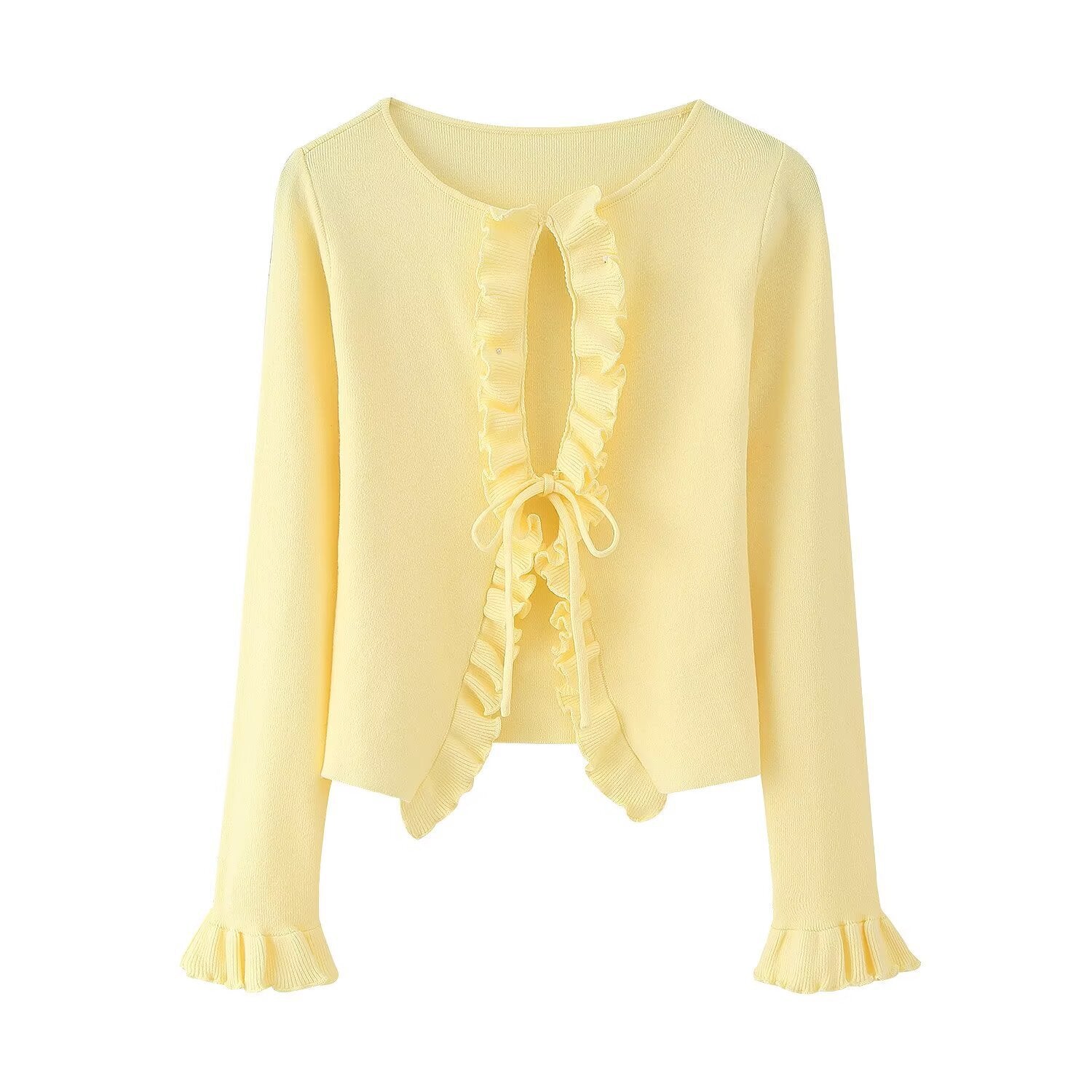 Women’s Long Sleeve Crop Top with Ribbed Texture