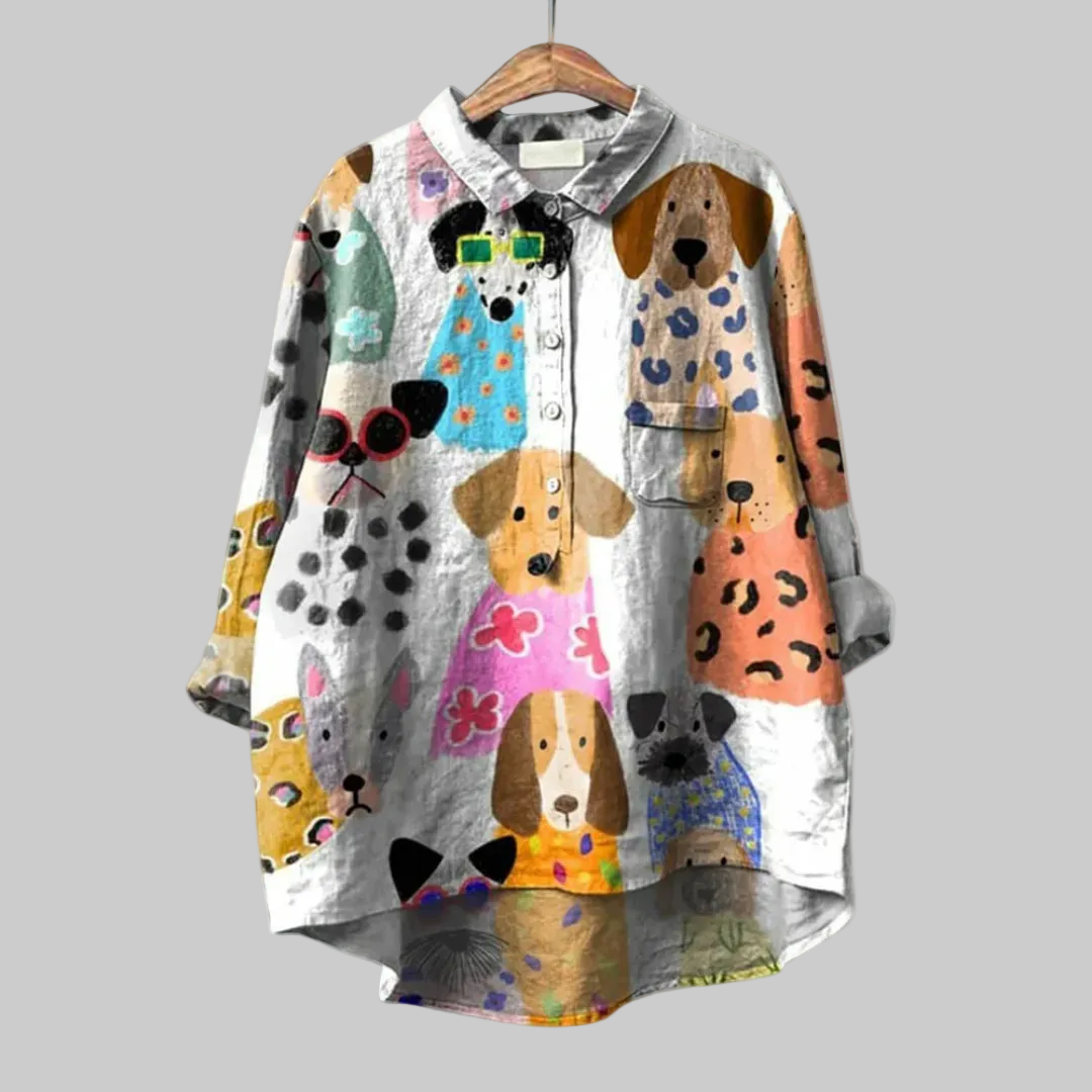 Women’s Long Sleeve Shirt with Multicolour Graphic Print