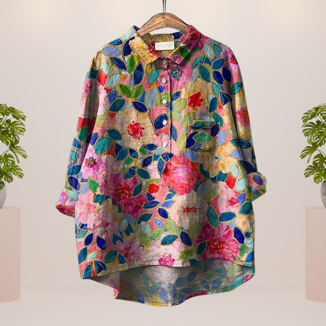 Women’s Long Sleeve Shirt with Multicolour Graphic Print