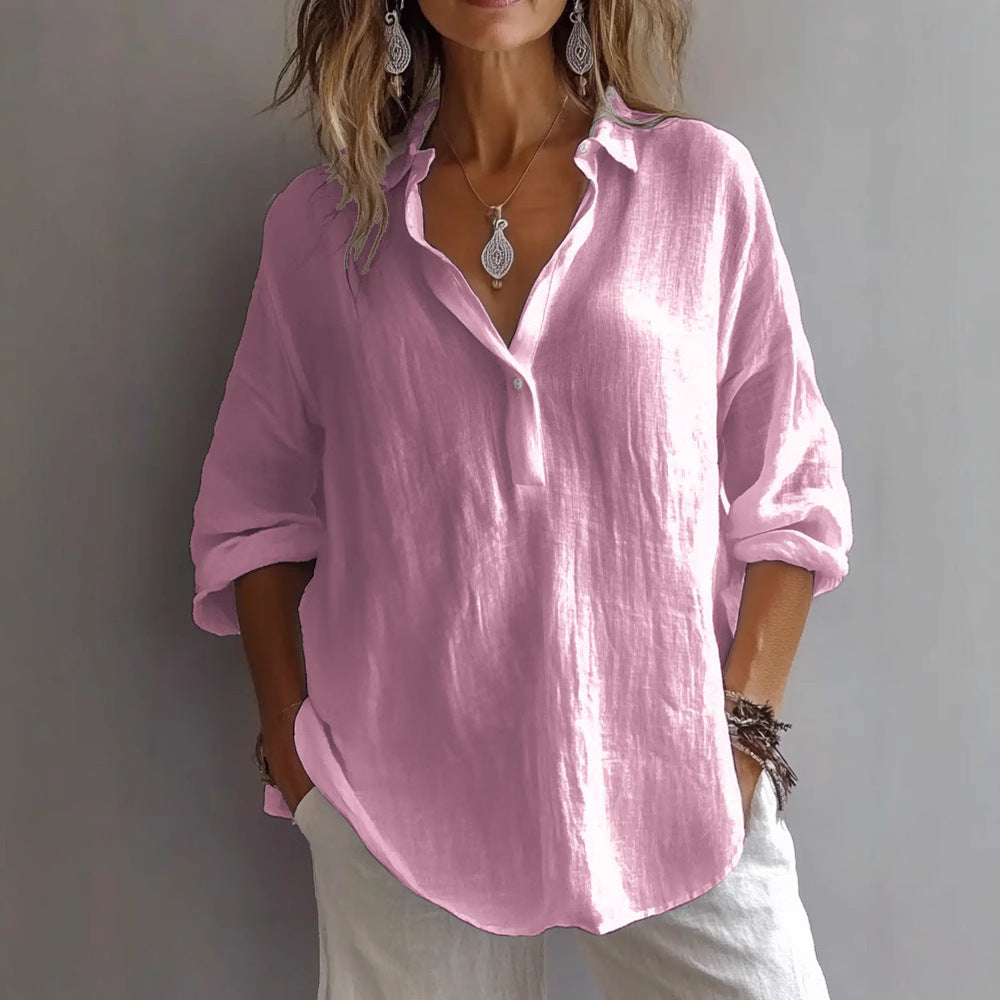 Women’s Long Sleeve Shirt with Split Neckline