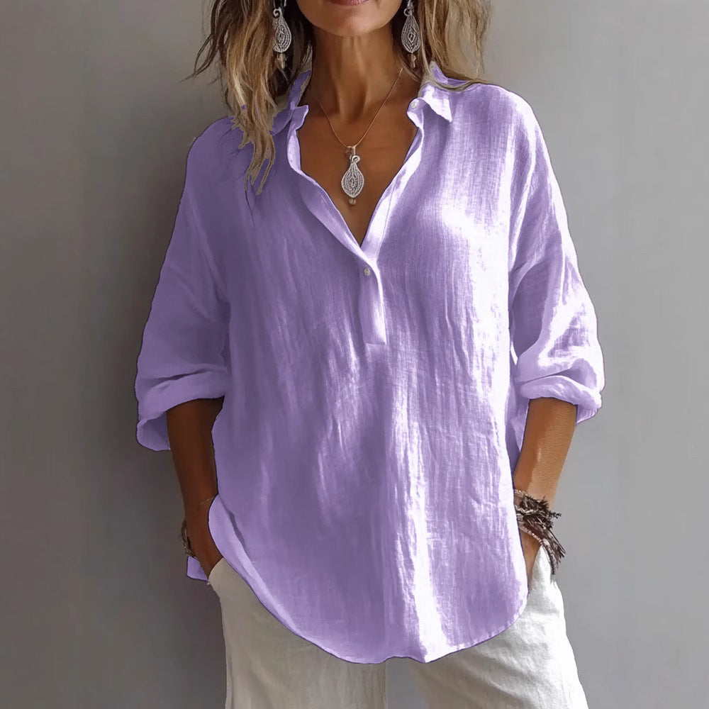 Women’s Long Sleeve Shirt with Split Neckline