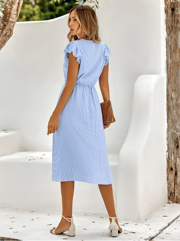 Women’s Midi Dress with Flutter Sleeves