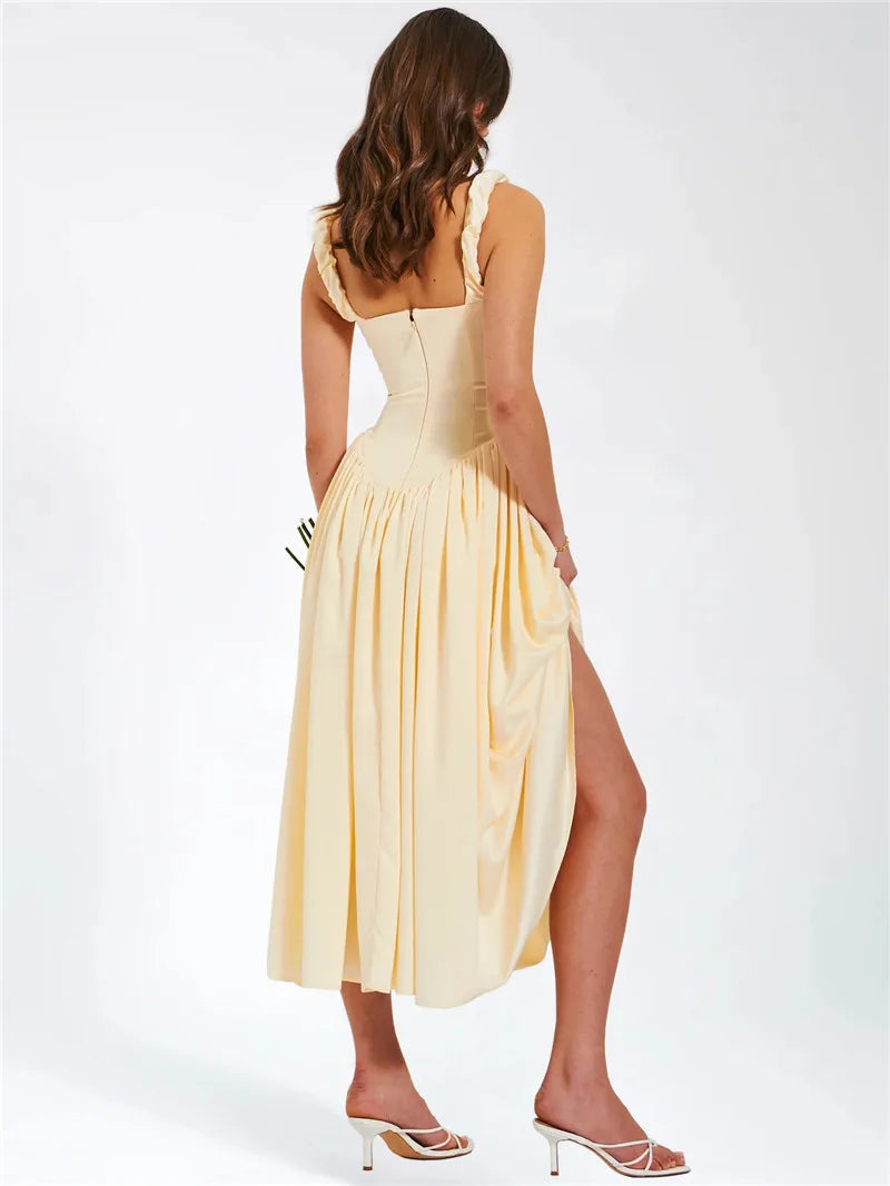 Women’s Midi Dress with Gathered Bust