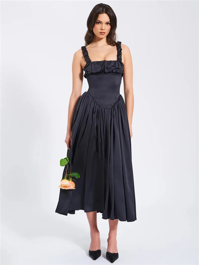 Women’s Midi Dress with Gathered Bust