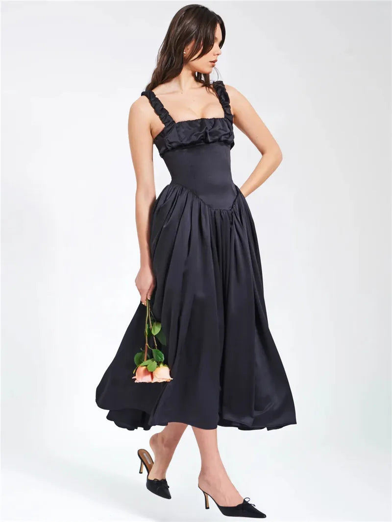 Women’s Midi Dress with Gathered Bust
