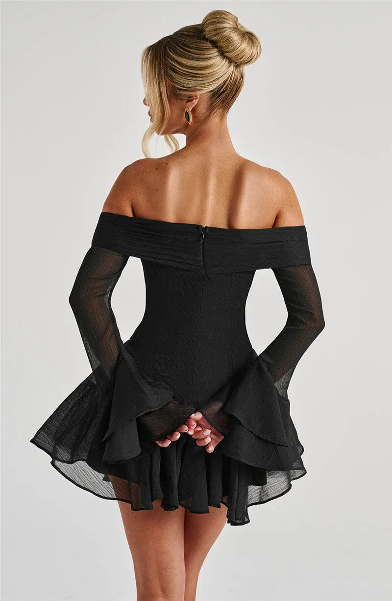 Women’s Off-the-Shoulder Mini Dress with Tie Detail