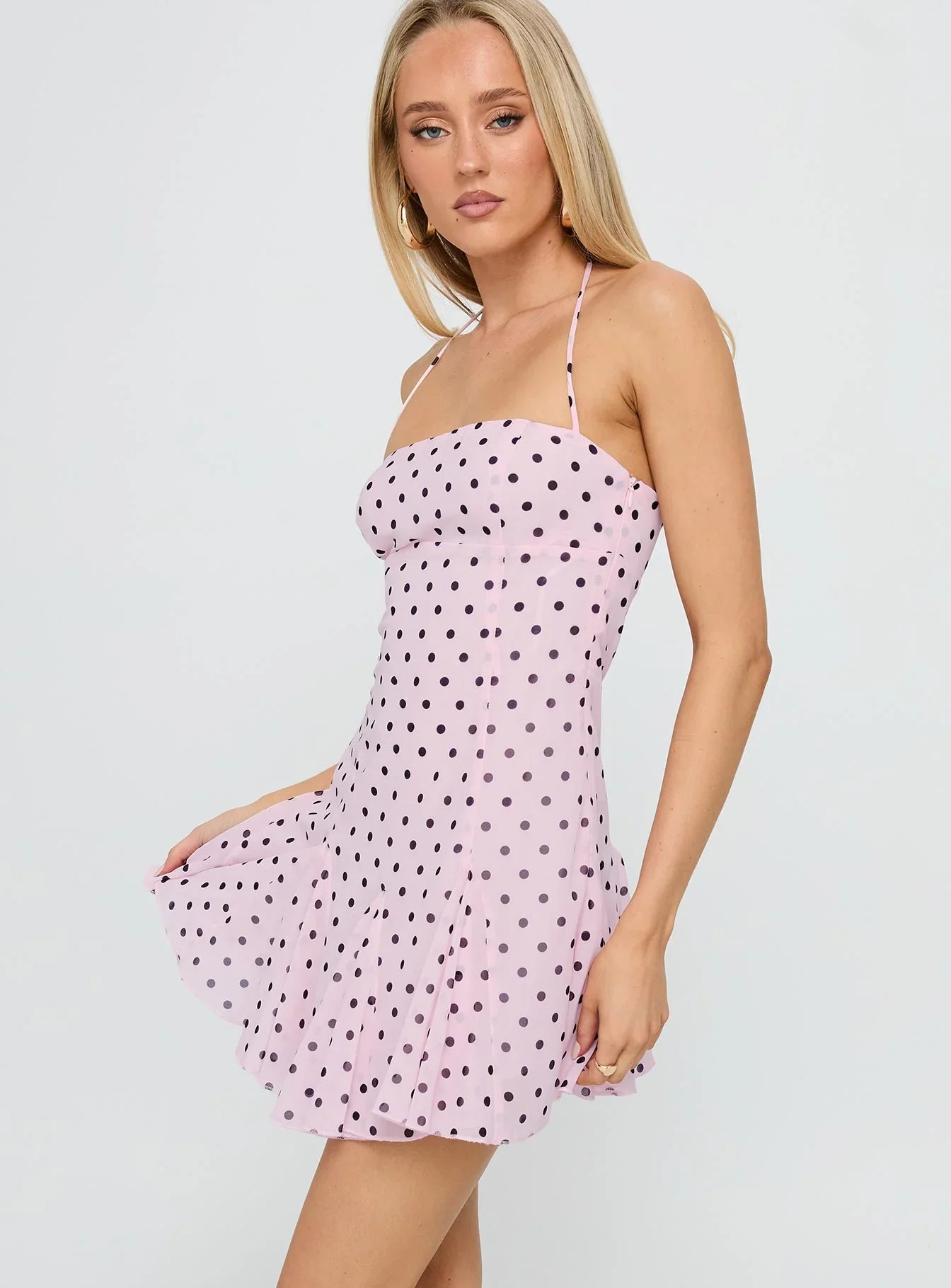 Women’s Polka Dot Halter Mini Dress