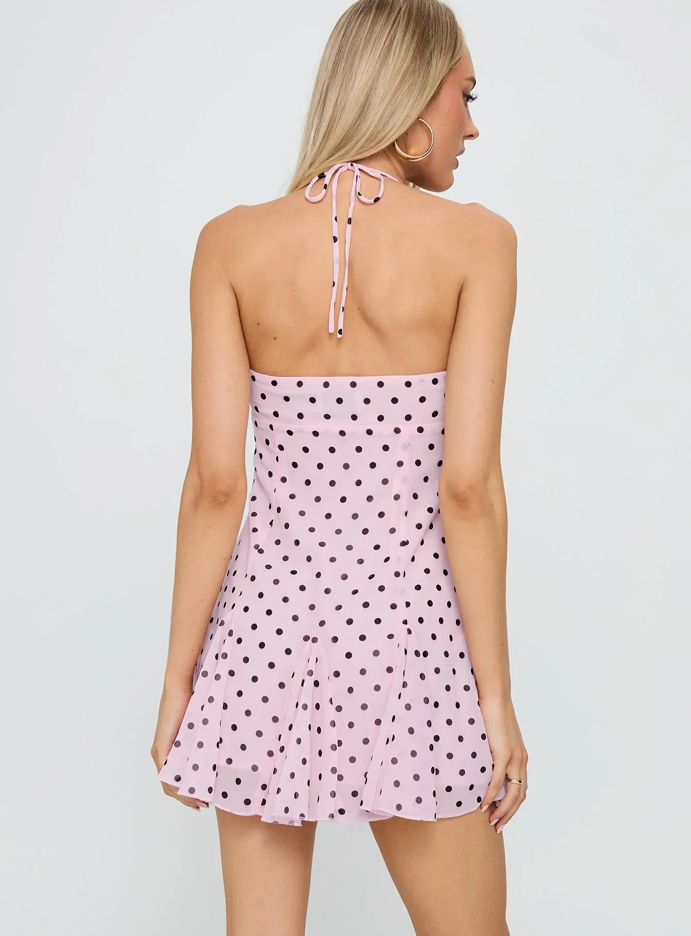 Women’s Polka Dot Halter Mini Dress