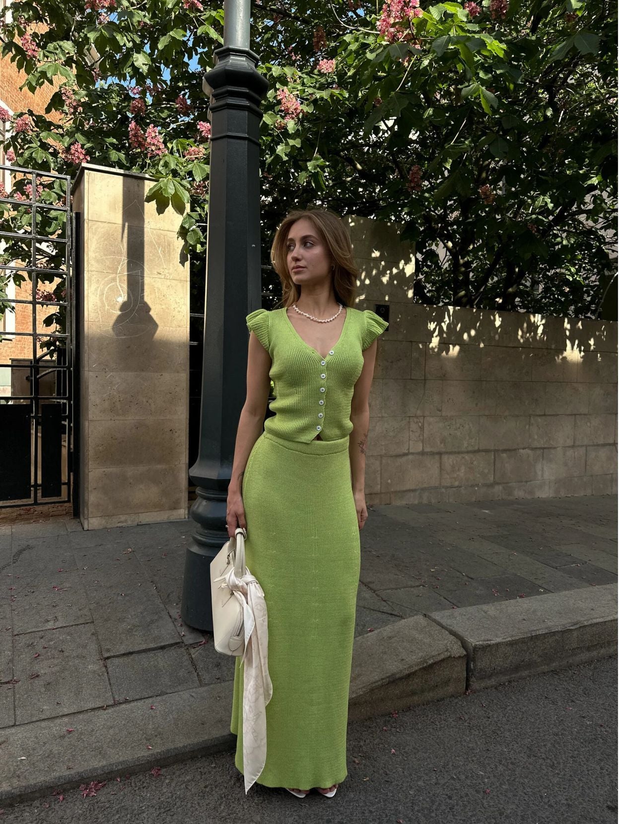 Women’s Rib-Knit Cardigan and Maxi Skirt Set