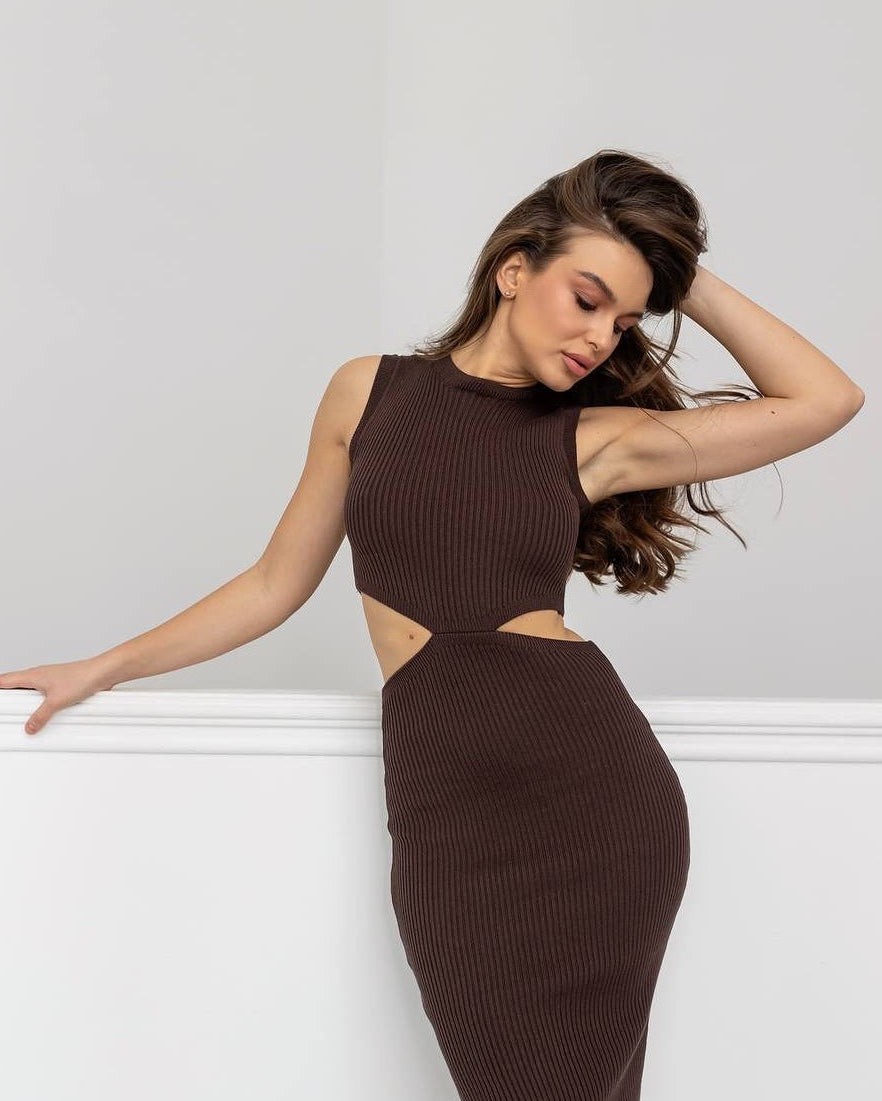 Women’s Rib-Knit Cut-Out Maxi Dress