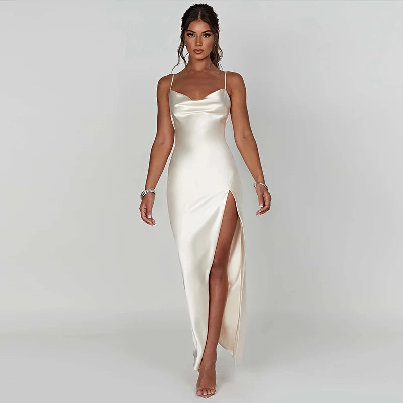 Women’s Satin Slit Maxi Dress
