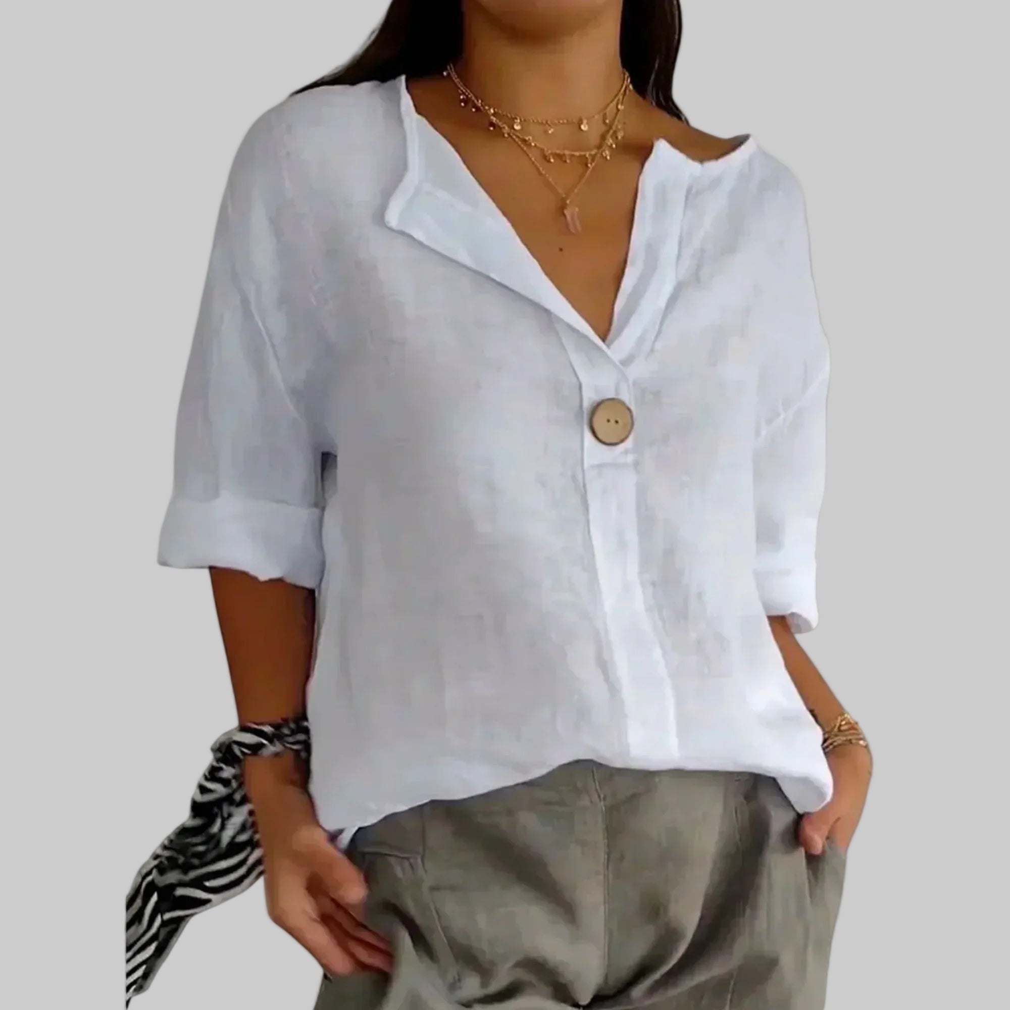 Women’s Short Sleeve Blouse and Button Front