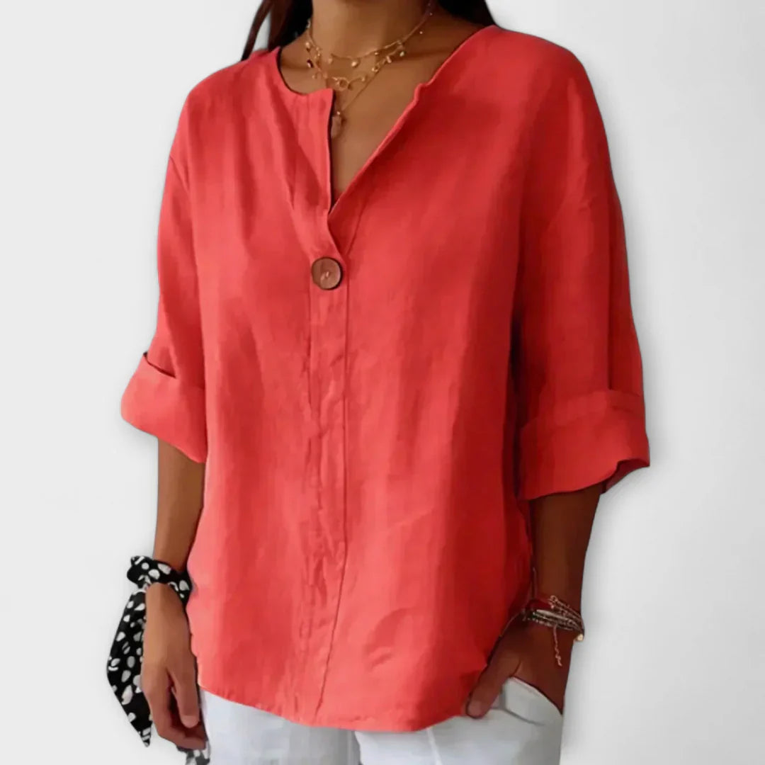 Women’s Short Sleeve Blouse and Button Front