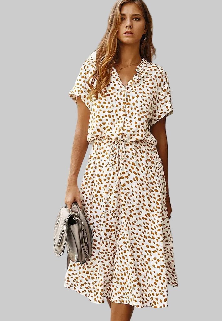 Women’s Short Sleeve Midi Dress with Spot Print