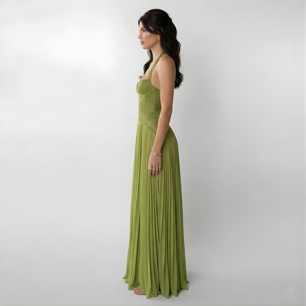 Women’s Sleeveless Maxi Dress with Halter Neckline