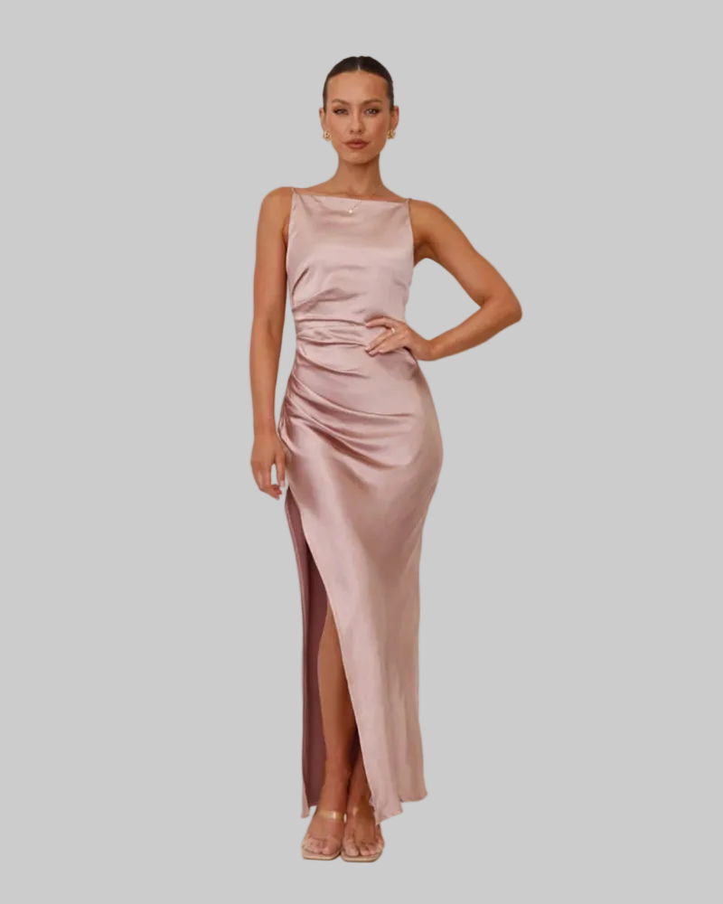 Women’s Sleeveless Maxi Dress with Straight Neckline