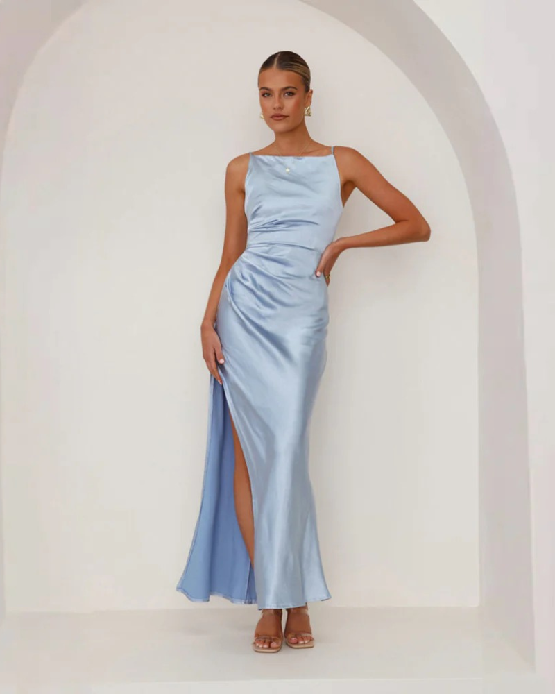 Women’s Sleeveless Maxi Dress with Straight Neckline