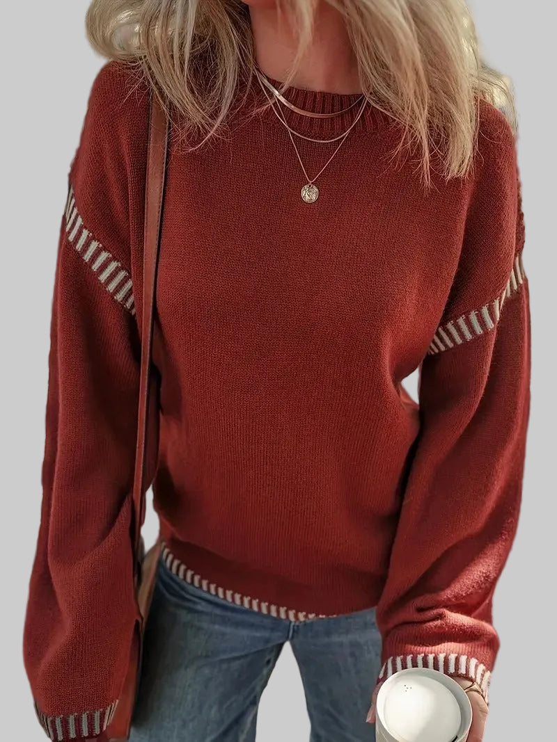 Women’s Sweater with Striped Trim