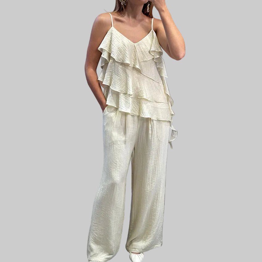 Women’s Tiered Ruffle Top and Pants Set
