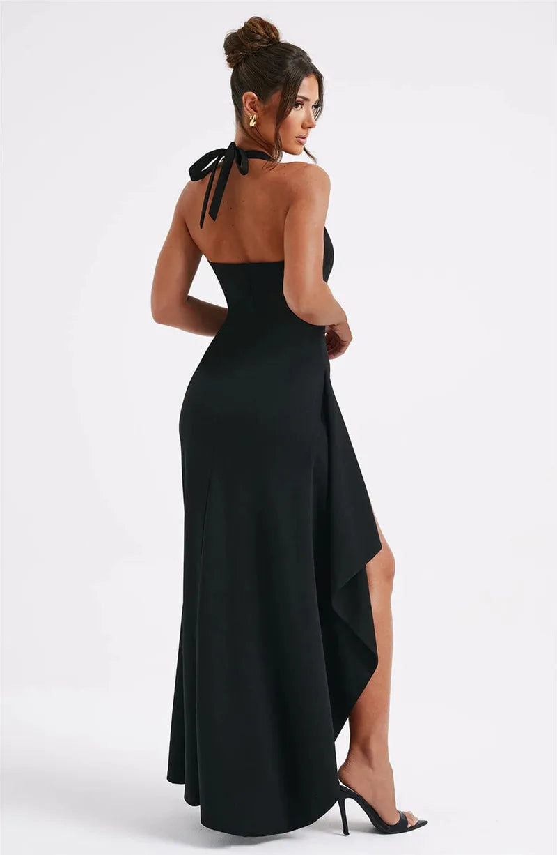 Women’s V-Neck Maxi Dress with Side Slit