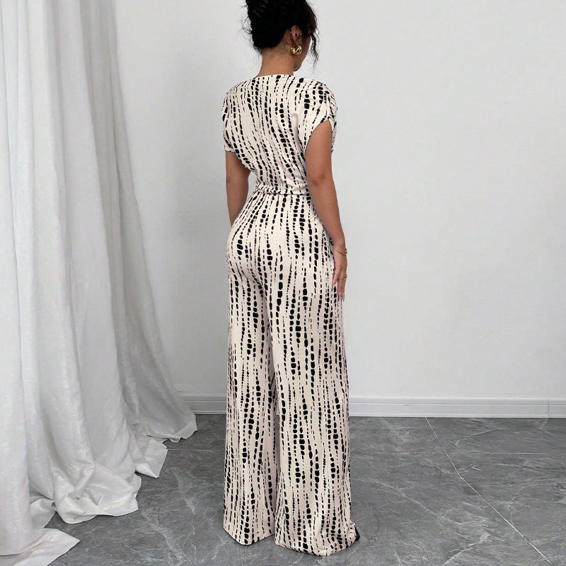Women's Wide-Leg Jumpsuit with Asymmetric Off-Shoulder Neckline