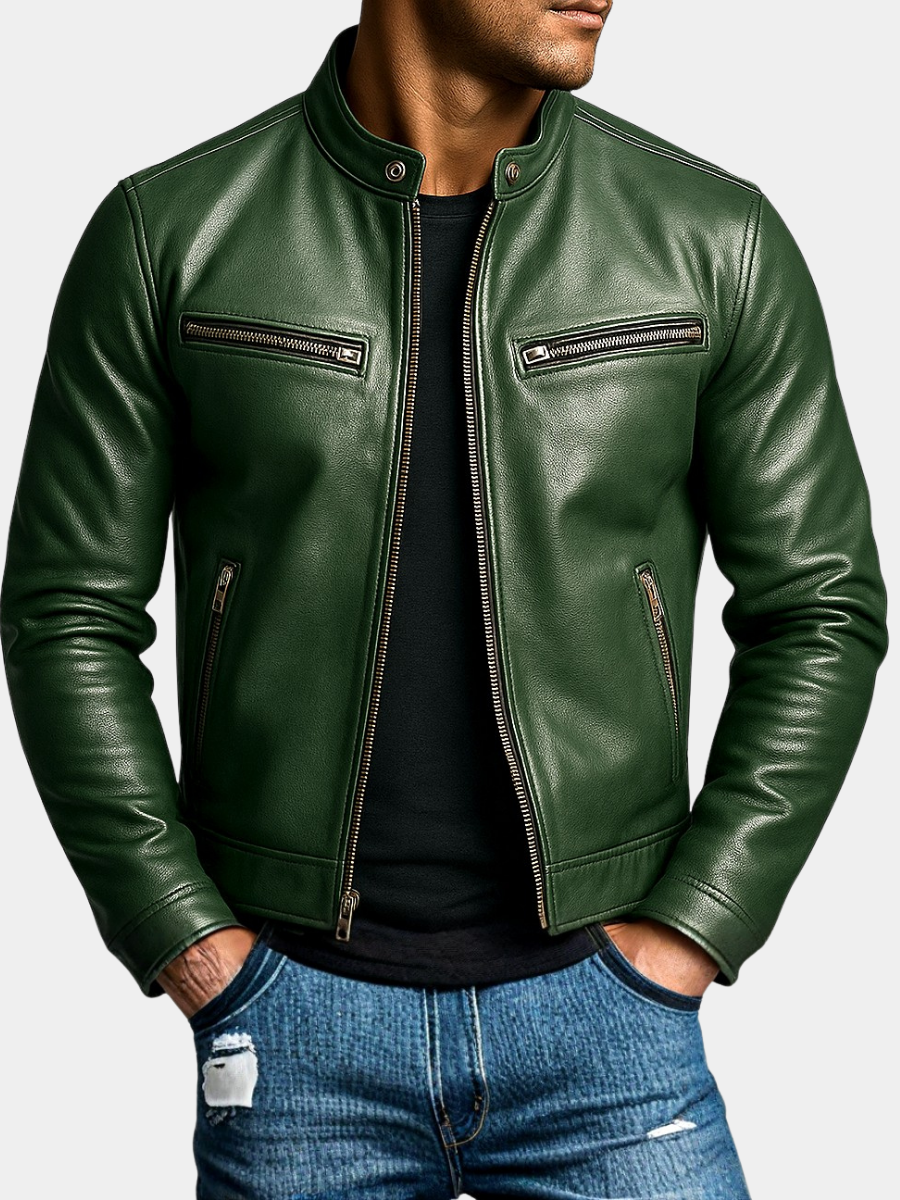 Men's Leather Biker Jacket – Classic Moto