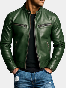 Men's Leather Biker Jacket – Classic Moto
