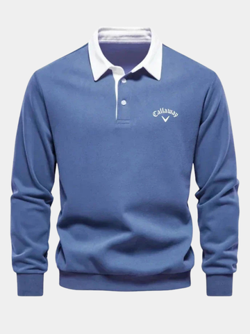 Knitted Polo Sweater with Contrast Collar – Men