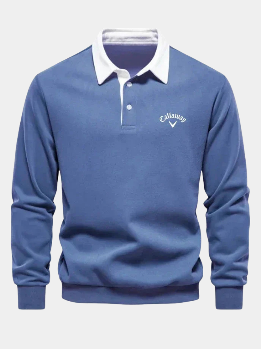 Knitted Polo Sweater with Contrast Collar – Men