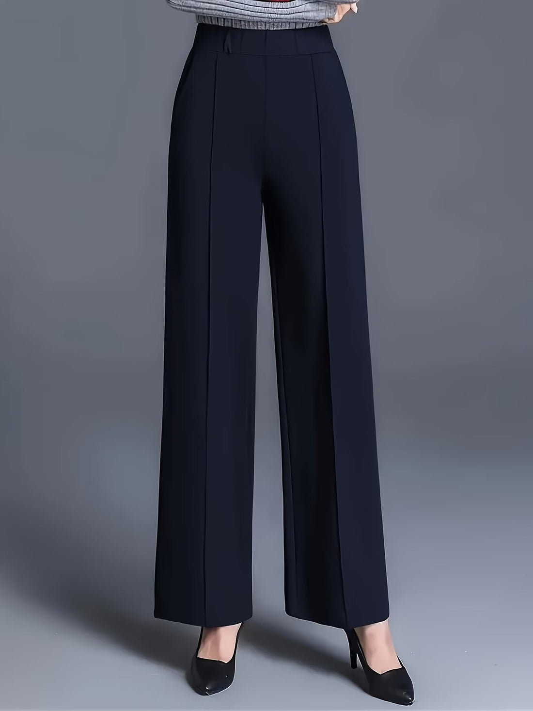 Elegant High-Waisted Slant Pocket Pants