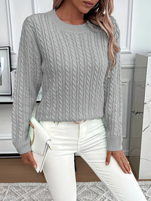 Women's Cable-Knit Round Neck Sweater
