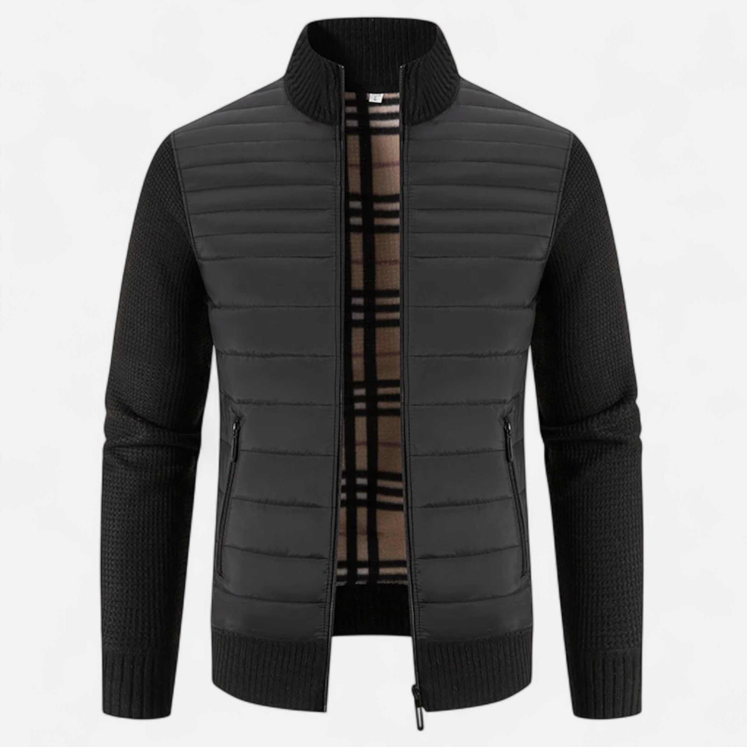 Men’s Fleece Stand-Collar Patchwork Jacket