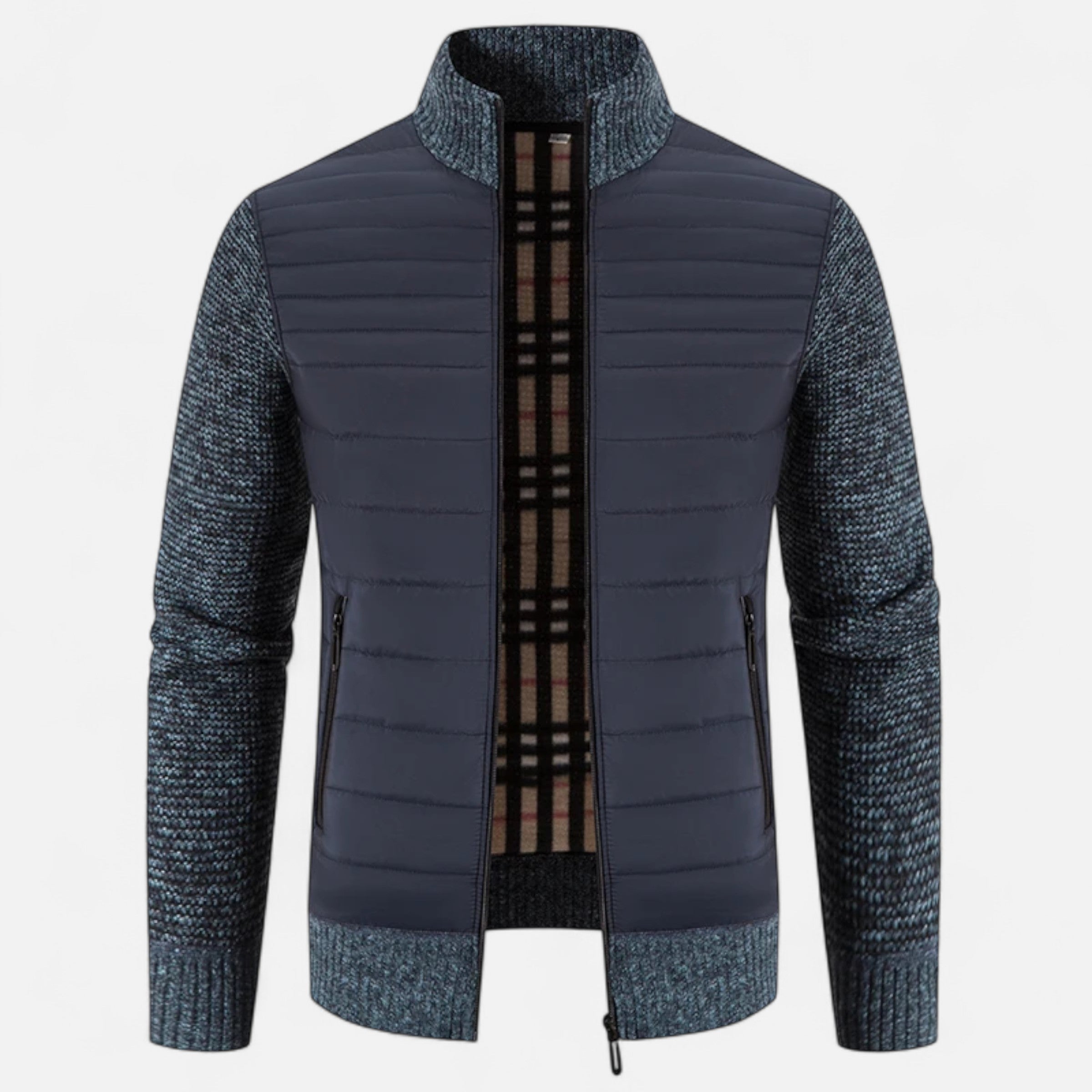 Men’s Fleece Stand-Collar Patchwork Jacket