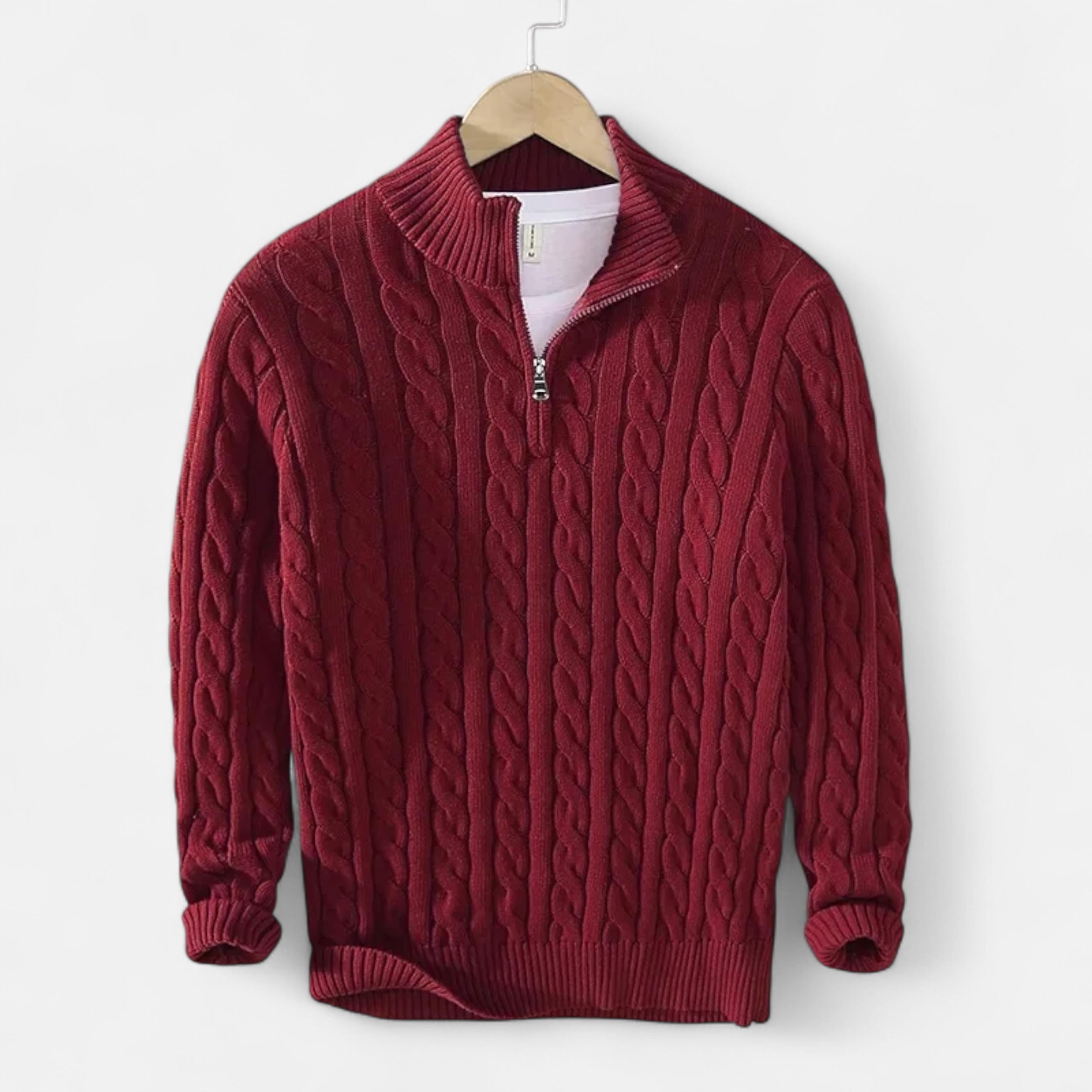 Men’s Thick-Knit Turtleneck Zip Sweater