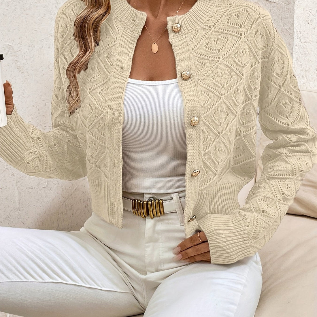 Women's V Neck Cardigan – Button Front Knit