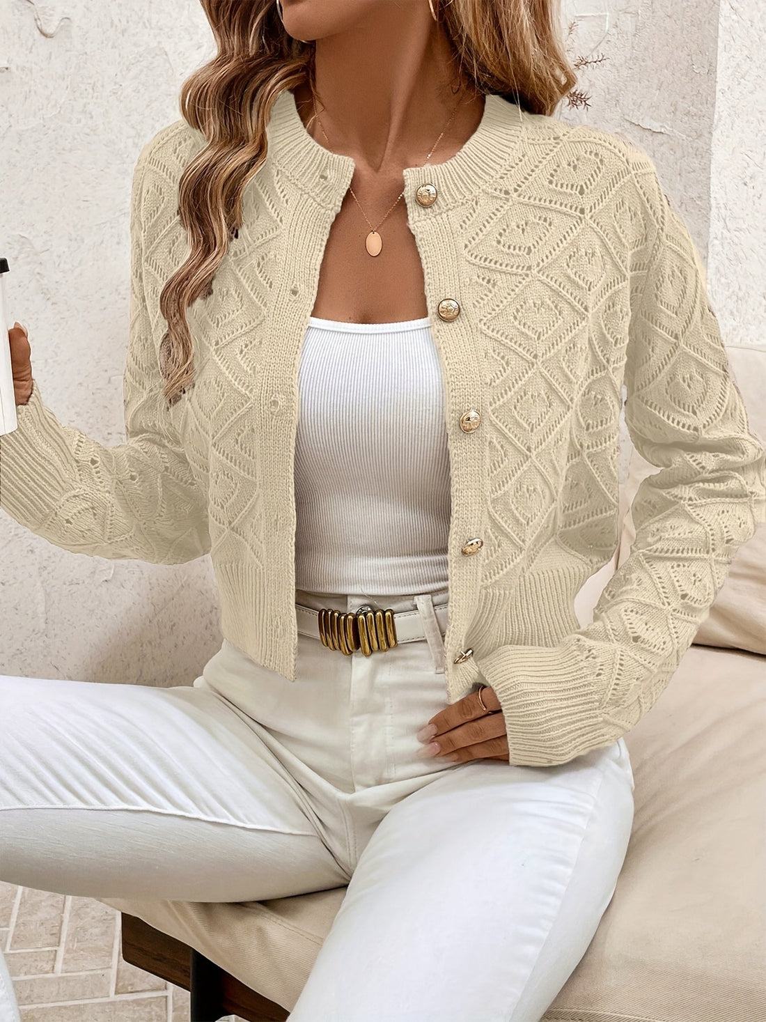 Women's V Neck Cardigan – Button Front Knit