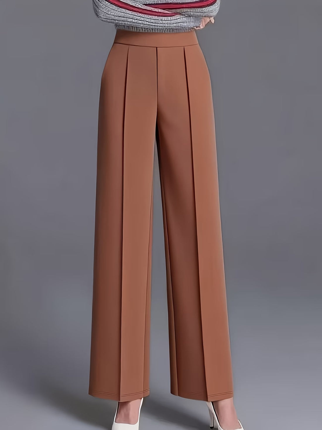 Elegant High-Waisted Slant Pocket Pants