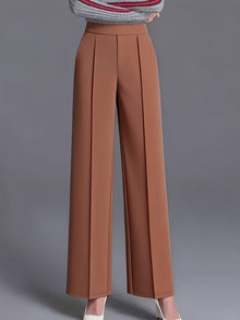 Elegant High-Waisted Slant Pocket Pants
