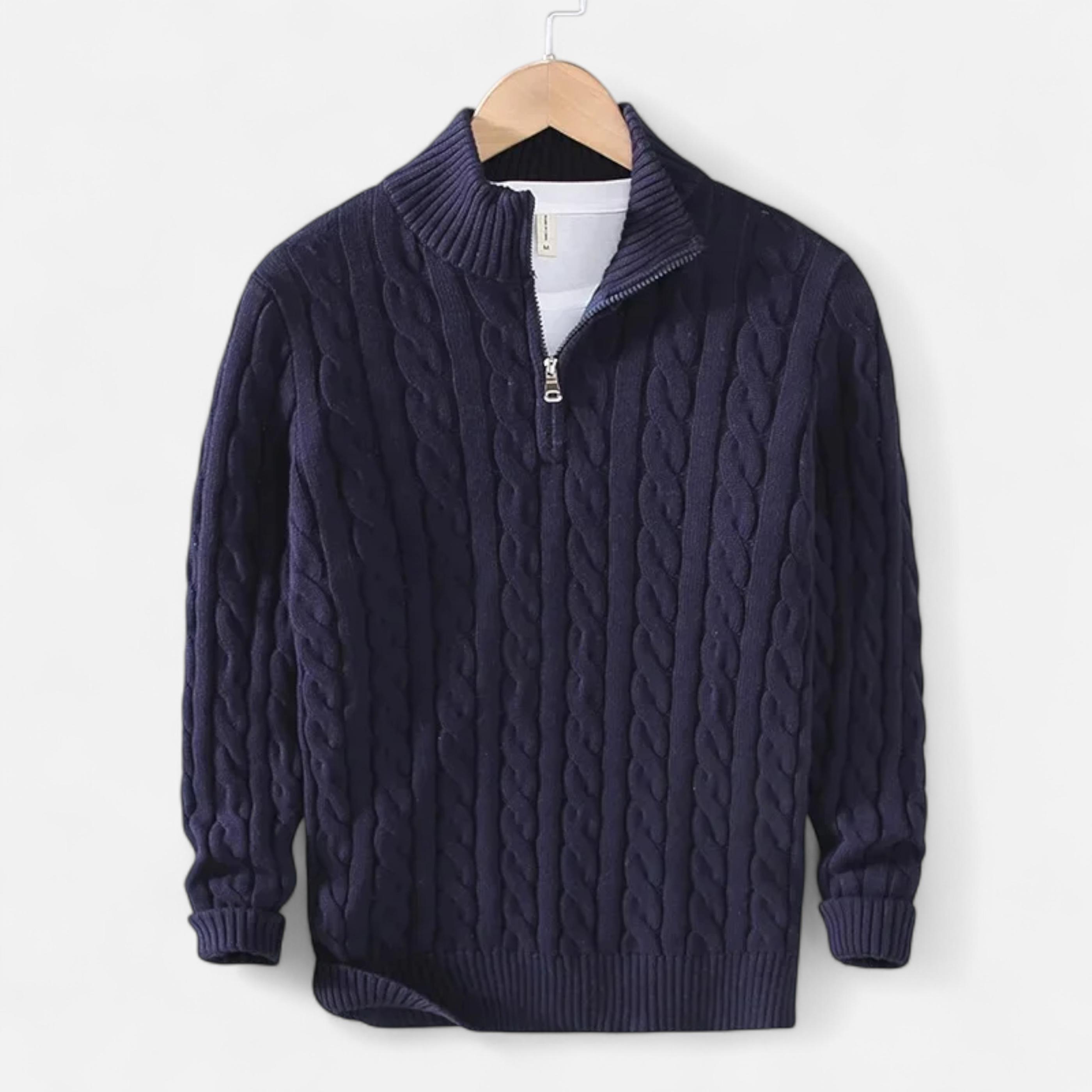 Men’s Thick-Knit Turtleneck Zip Sweater